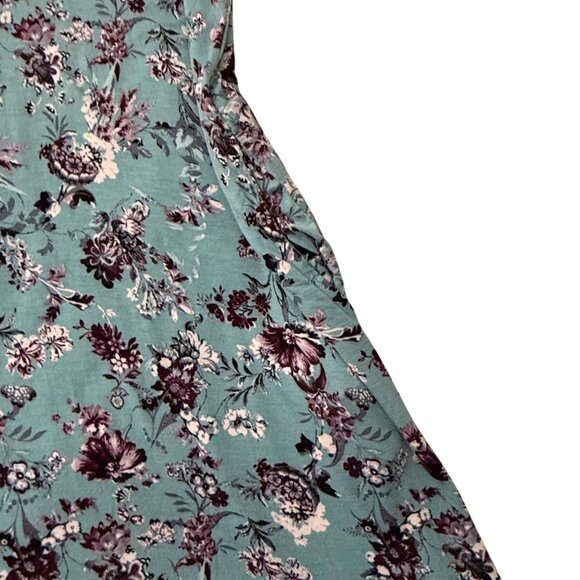 Catherines Dress Size 3X Floral Teal Burgundy Knit Short Sleeve Pockets - Picture 10 of 10